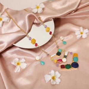 Onyx necklace, stone necklace, long necklace, statement necklace