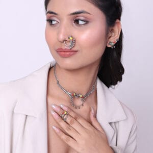 Bird necklace set, sparrow neckalce, bird choker set, choker, choker necklace, bird stud tops, bird studs, bird ring