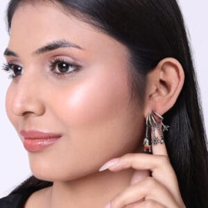 Tribal Abstract Design SIlver Plated Earrings