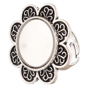 Flower ring, Silver ring, Finger ring, Black metal ring, rings, Oxidised ring, hoopsnloops, mirroe ring