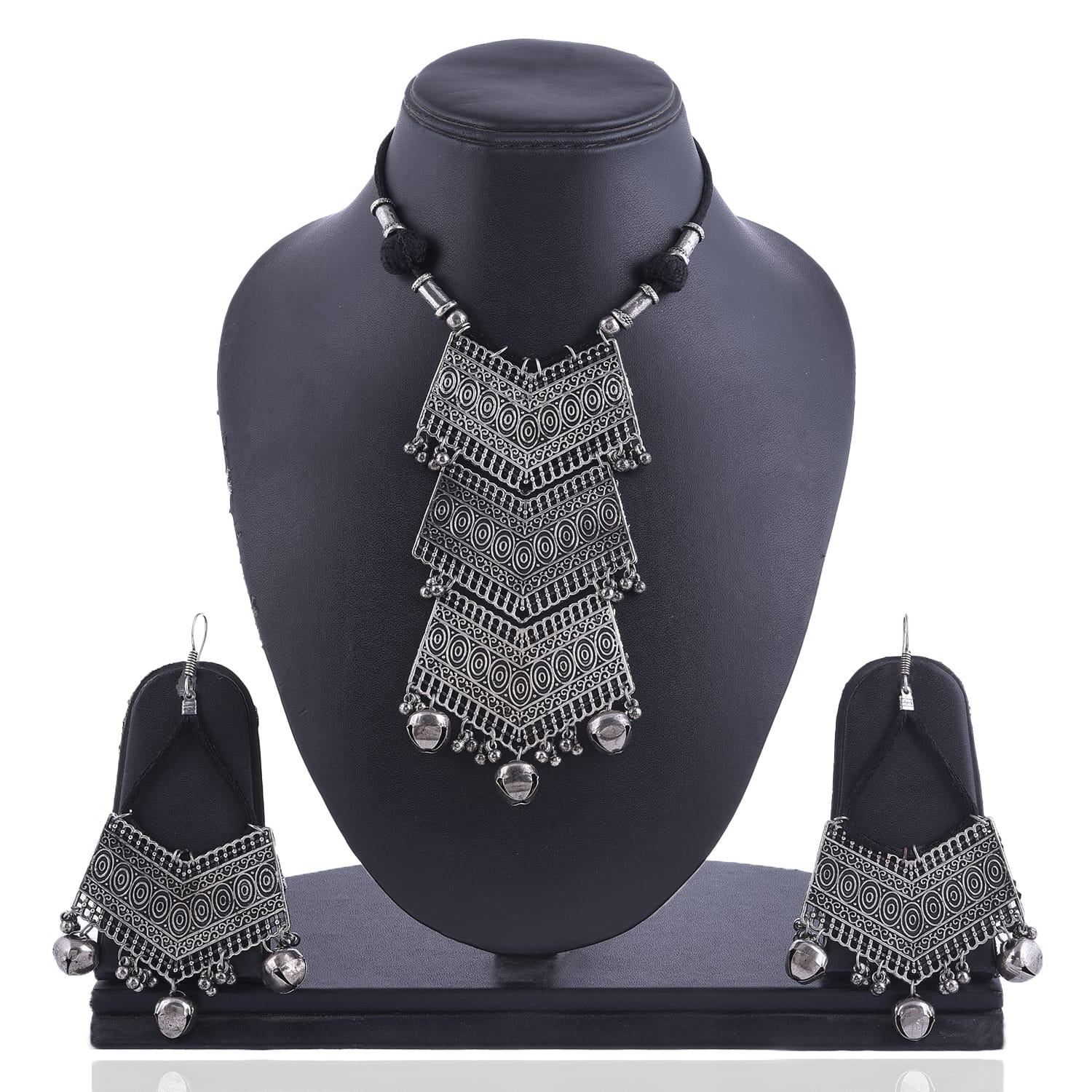 German Silver Necklace set, abstract design necklace, Thread necklace set