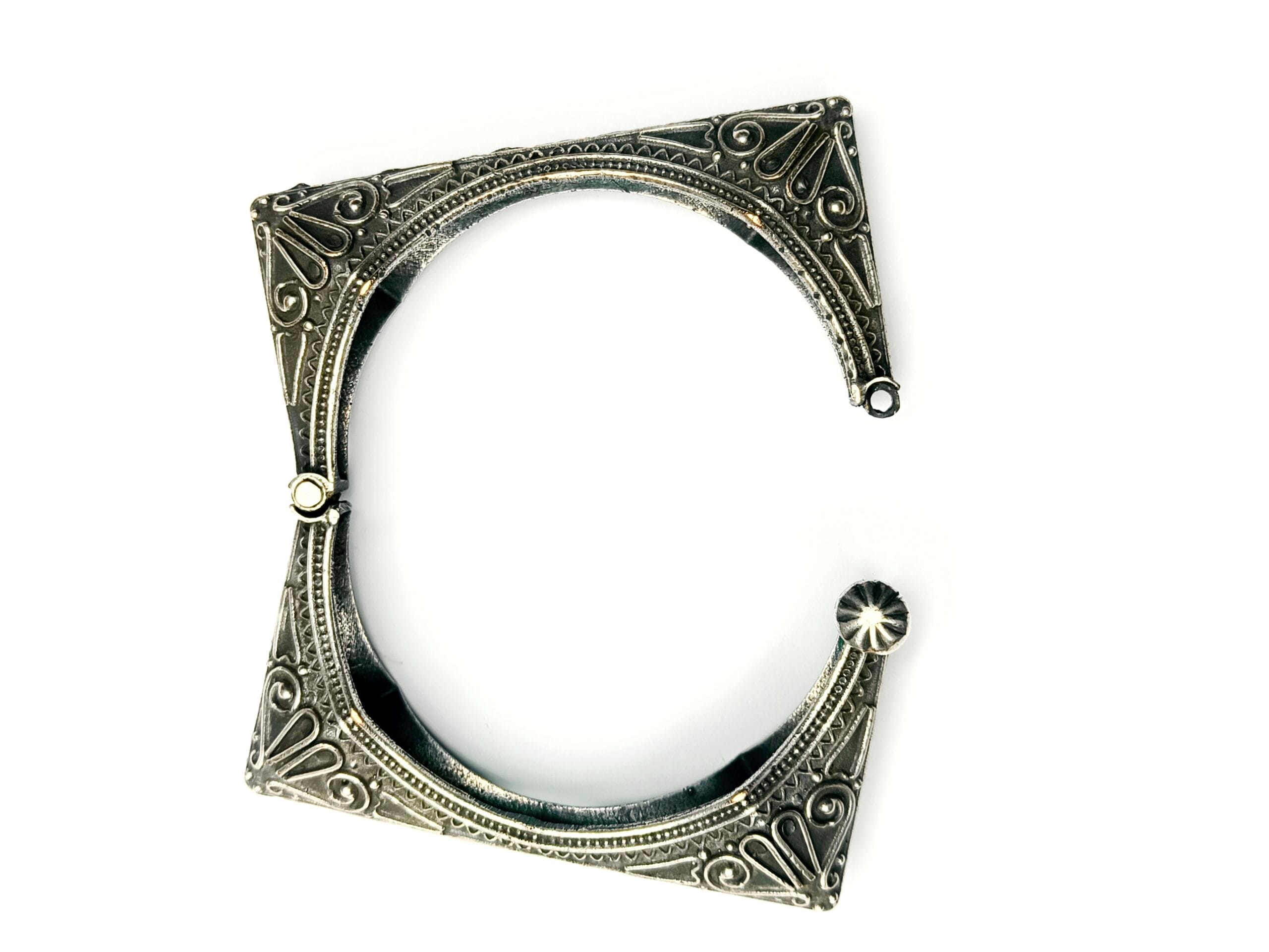 Rajasthani Style Free Size Silver Tone Square Shape Kada